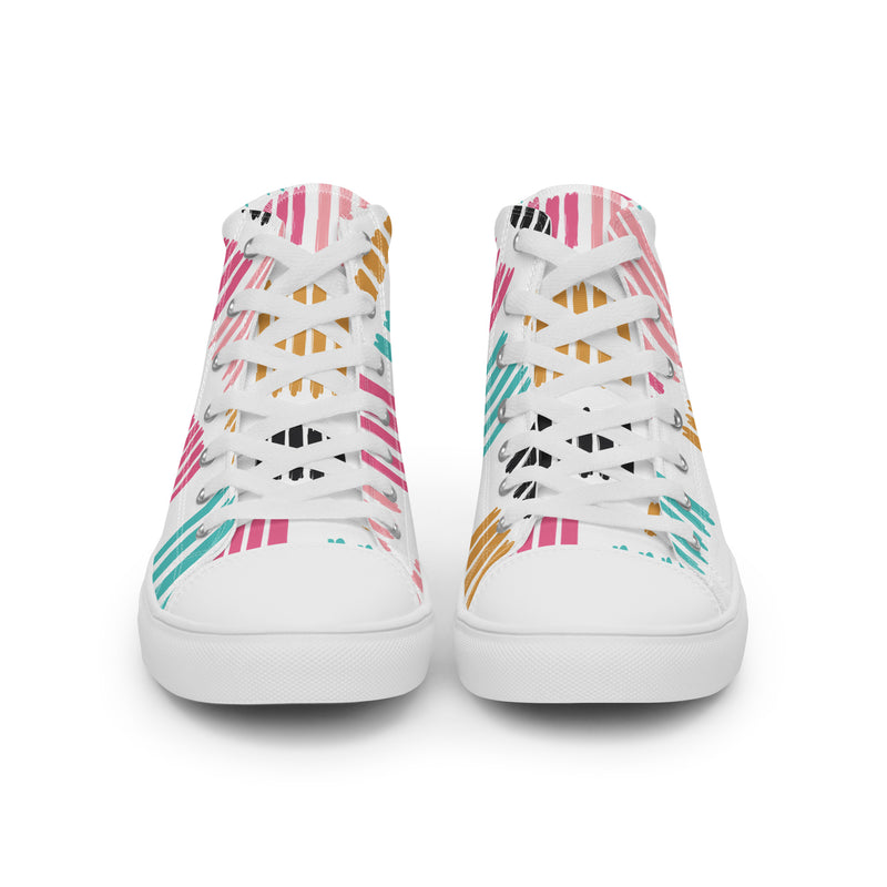 Pastel Stripe High Top #132 - Close Up Detail | HA!LO Canvas Sneakers