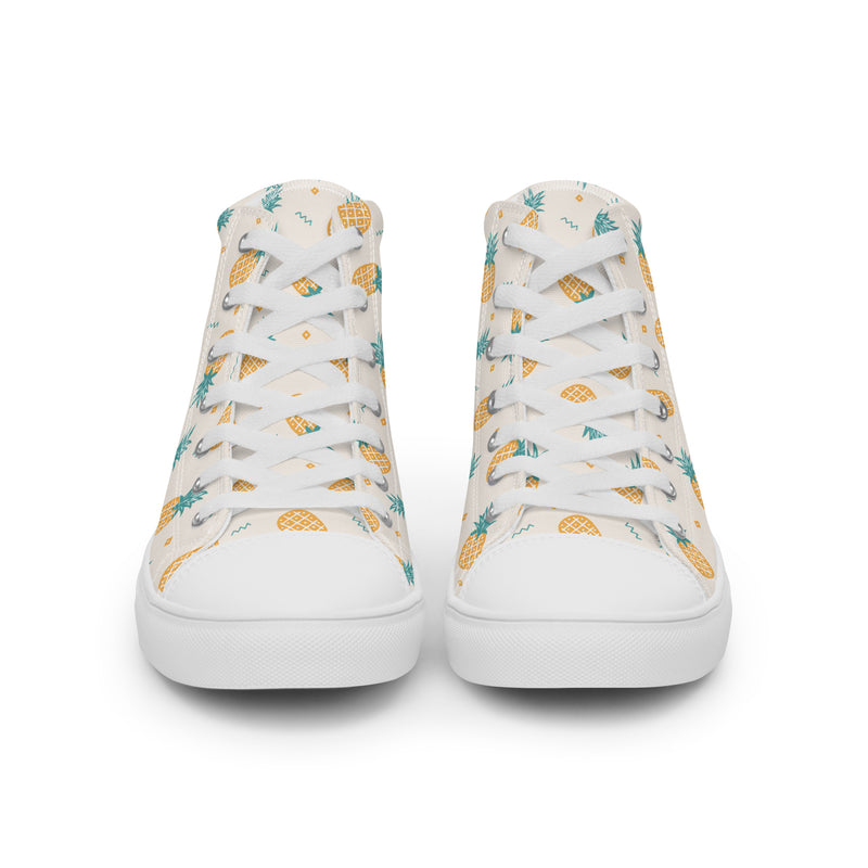Pineapple Summer High Top #144 - Close Up Detail | HA!LO Canvas Sneakers