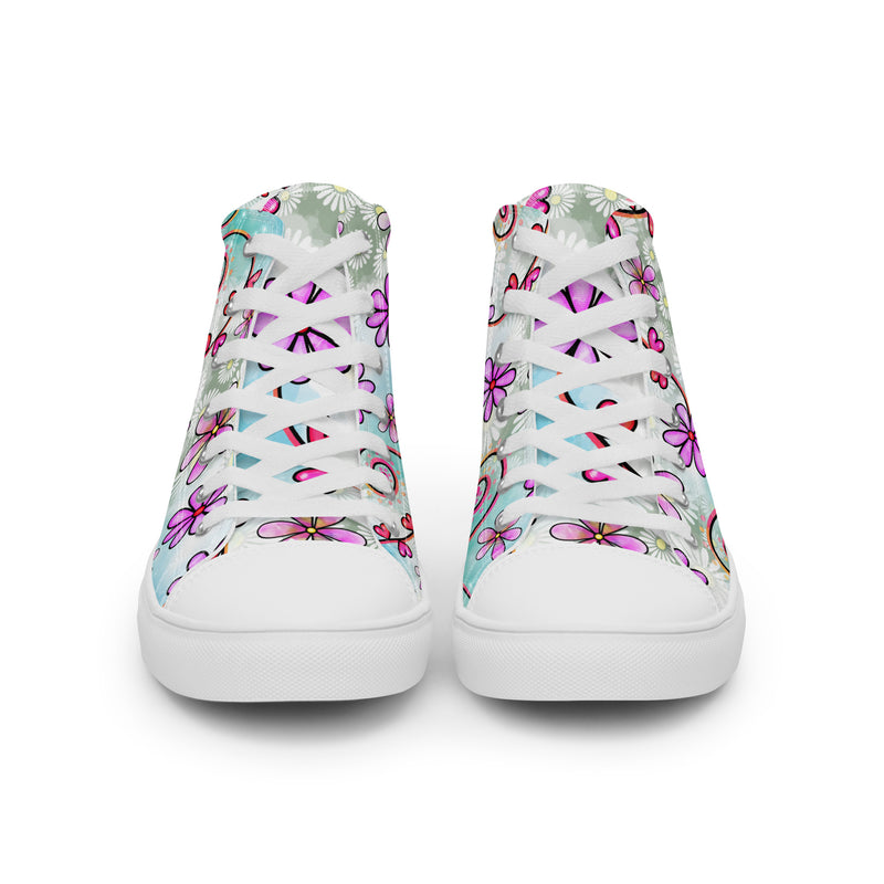 Spring Daisy High Top #152 - Close Up Detail | HA!LO Canvas Sneakers