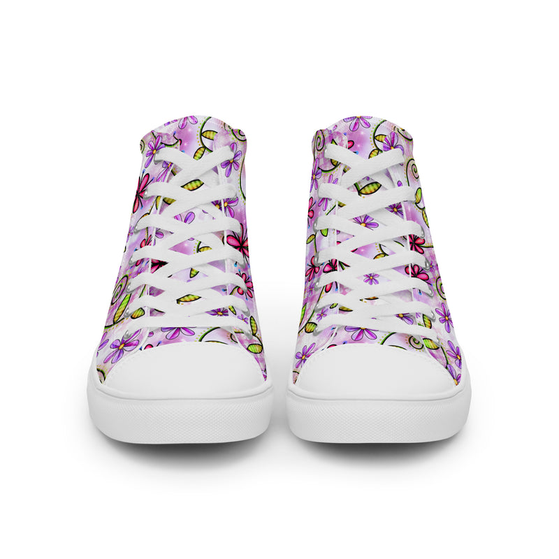 Purple Flower High Top #153 - Close Up Detail | HA!LO Canvas Sneakers