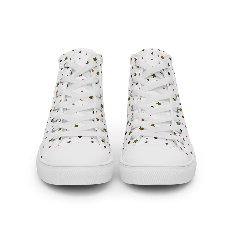 Gold Star Scatter High Top #168 - Close Up Detail | HA!LO Canvas Sneakers