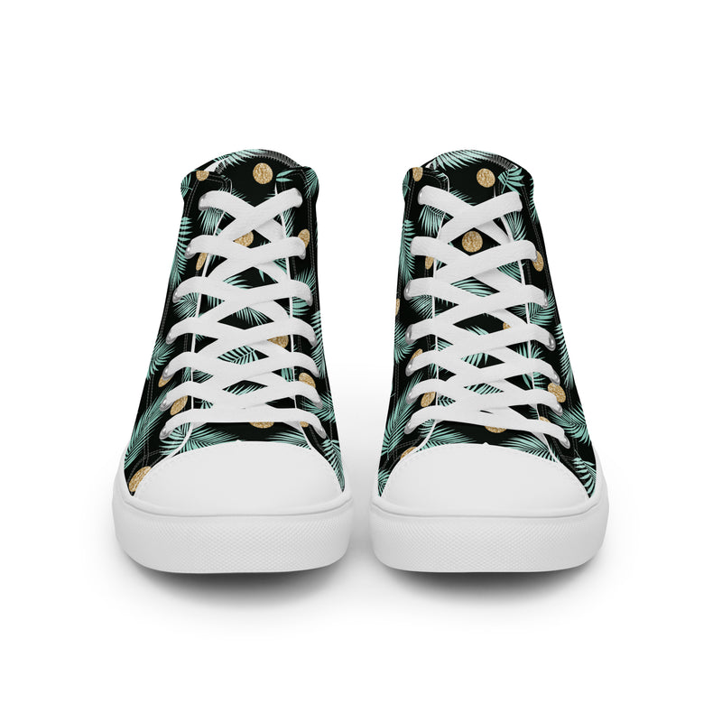 Tropical Palm High Top #184 - Close Up Detail | HA!LO Canvas Sneakers