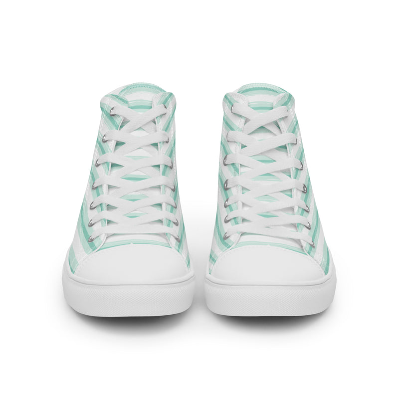 Seafoam Stripe High Top #186 - Close Up Detail | HA!LO Canvas Sneakers