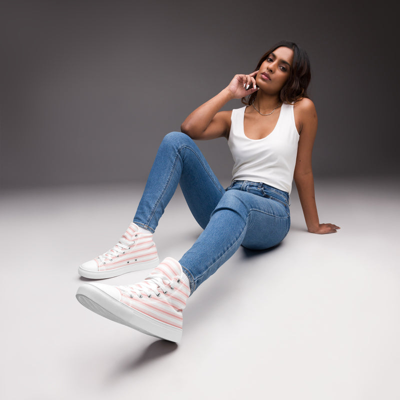 Coral Stripe High Top #188 - Sole Detail | HA!LO Canvas Sneakers