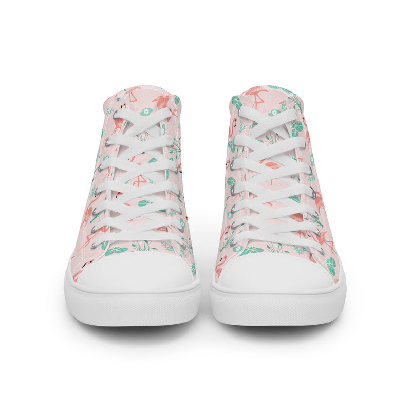 Pink Flamingo High Top #183 - Back View | HA!LO Canvas Sneakers