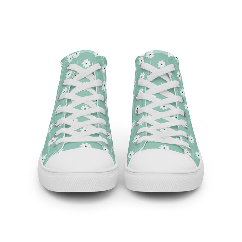 Mint Daisy High Top #203 - Close Up Detail | HA!LO Canvas Sneakers