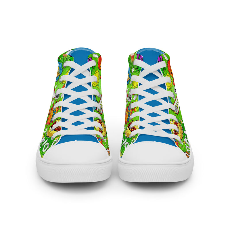 Green Comic High Top #211 - Close Up Detail | HA!LO Canvas Sneakers