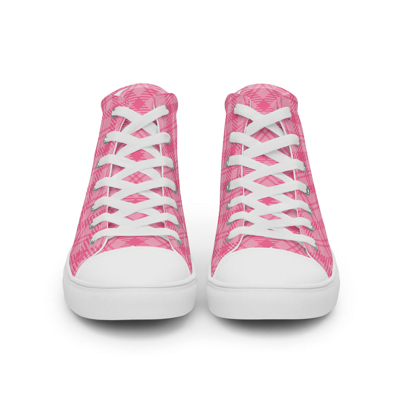 Pink Plaid High Top #225 - Close Up Detail | HA!LO Canvas Sneakers