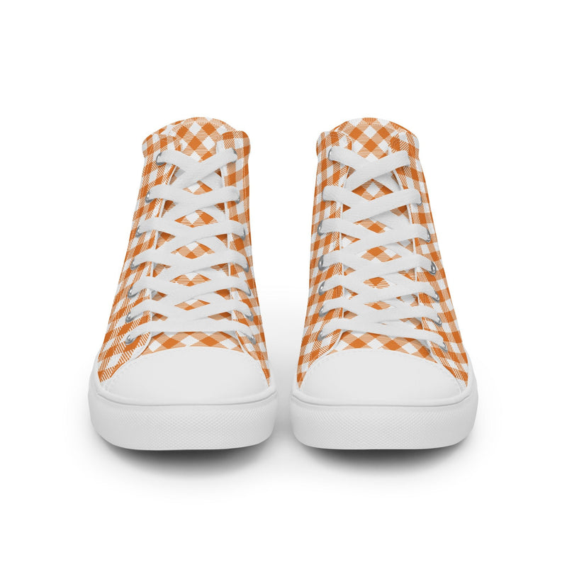 Orange Gingham High Top #226 - Close Up Detail | HA!LO Canvas Sneakers