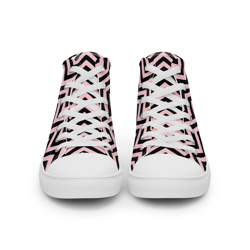Pink Chevron High Top #239 - Close Up Detail | HA!LO Canvas Sneakers