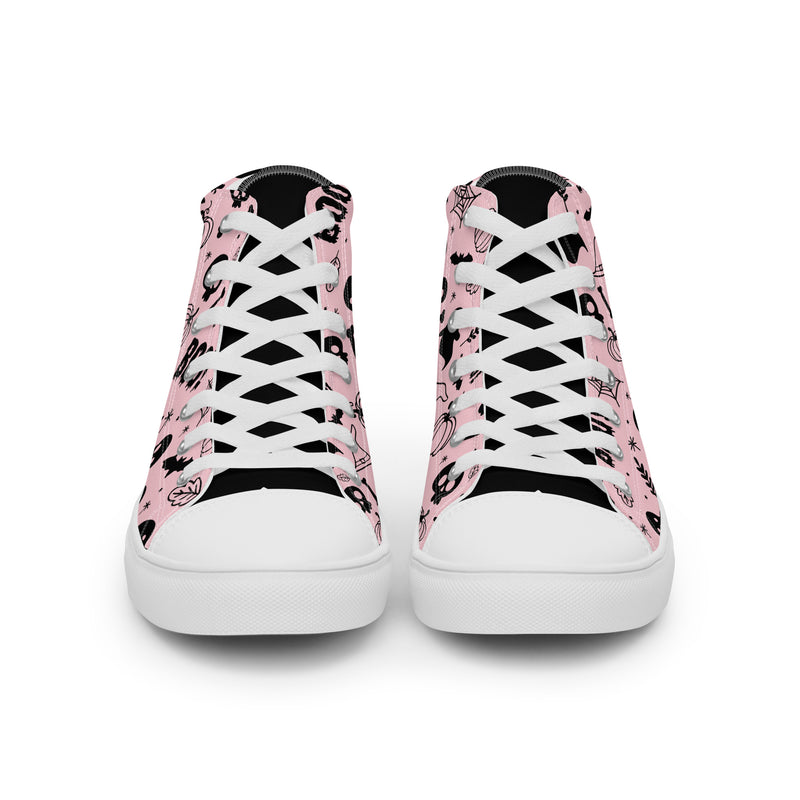 Pink Boo High Top #240 - Close Up Detail | HA!LO Canvas Sneakers