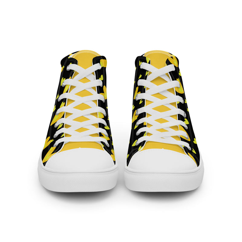 Yellow Heart High Top #256 - Close Up Detail | HA!LO Canvas Sneakers