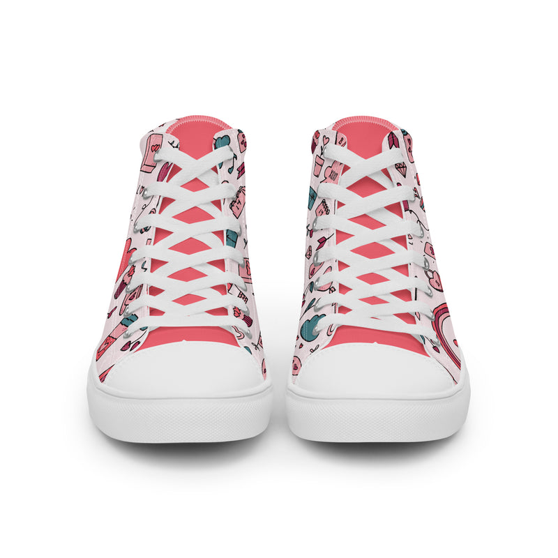 Valentine Doodle High Top #267 - Close Up Detail | HA!LO Canvas Sneakers