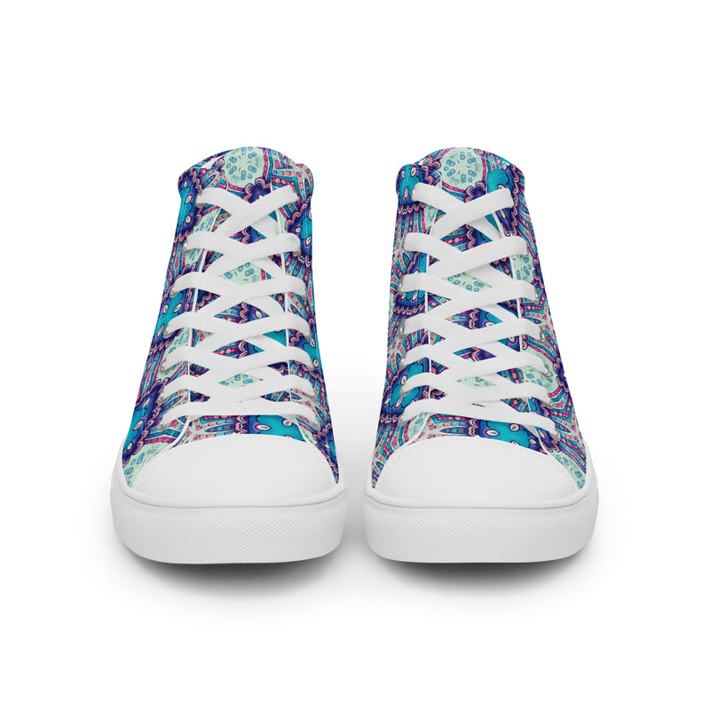 Blue Mandala High Top #252 - Close Up Detail | HA!LO Canvas Sneakers