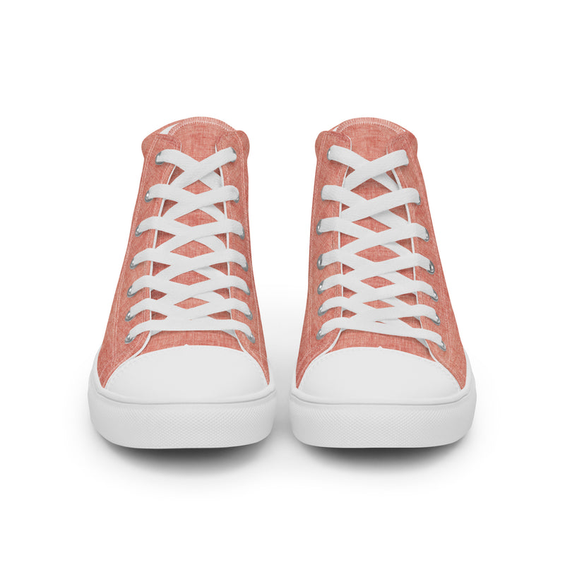 Peach Linen High Top #275 - Close Up Detail | HA!LO Canvas Sneakers