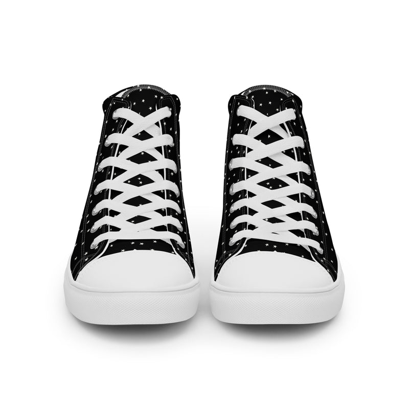 Black Polka Dot High Top #278 - Angled View | HA!LO Canvas Sneakers