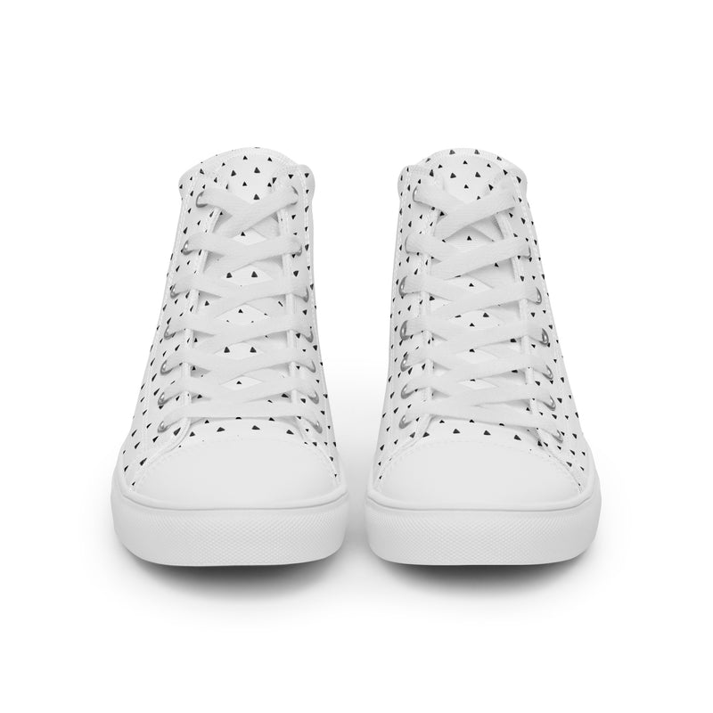 White Polka Dot High Top #281 - Close Up Detail | HA!LO Canvas Sneakers