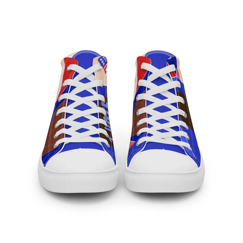 Vote Blue High Top #291 - Close Up Detail | HA!LO Canvas Sneakers