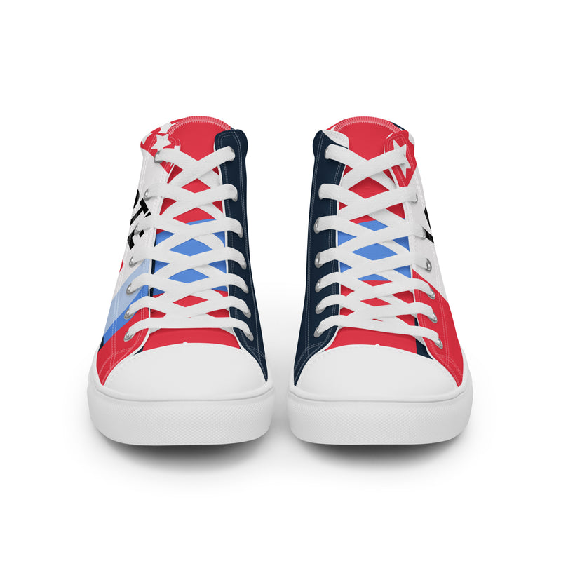 Vote Red High Top #296 - Close Up Detail | HA!LO Canvas Sneakers