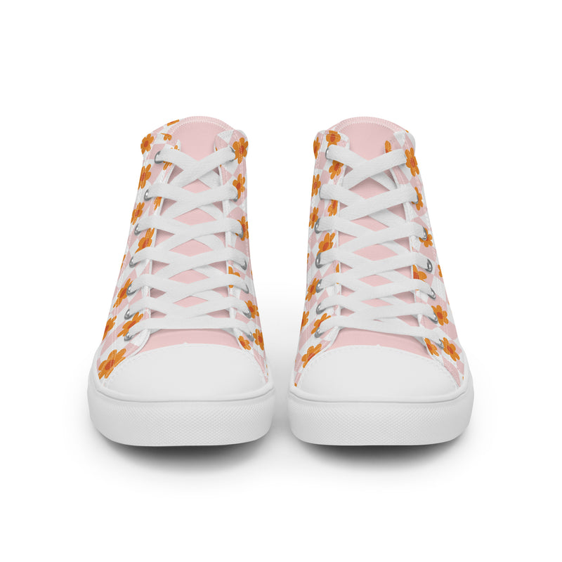 Orange Daisy High Top #301 - Close Up Detail | HA!LO Canvas Sneakers
