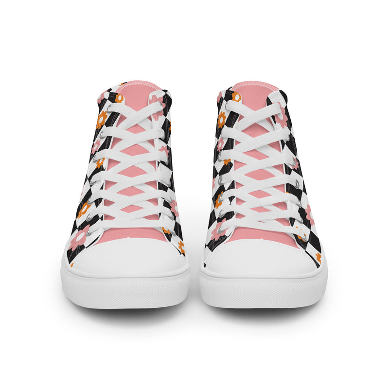 Checker Bloom High Top #304 - Close Up Detail | HA!LO Canvas Sneakers
