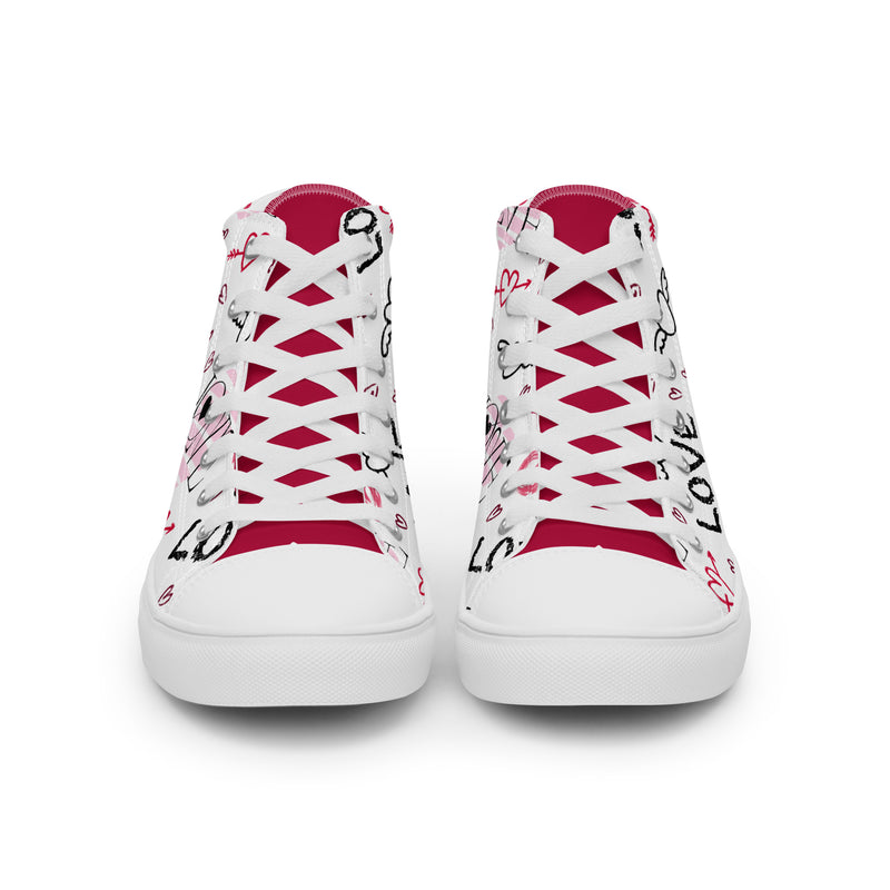 Love Doodle High Top #315 - Angled View | HA!LO Canvas Sneakers