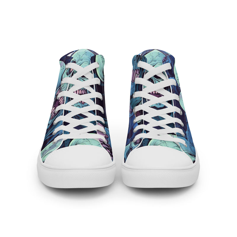 Abstract Color Block High Top #350 - Back View | HA!LO Canvas Sneakers