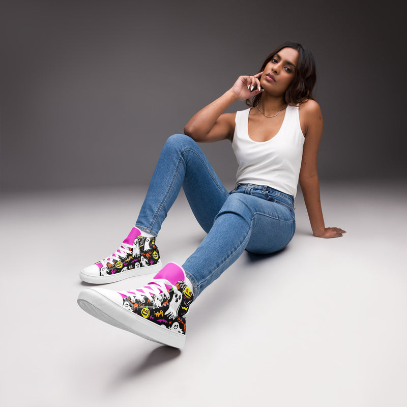 Halloween Ghost Party High Top #355 - Opposite Side | HA!LO Canvas Sneakers