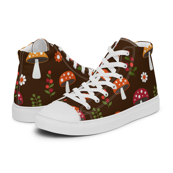 HA!LO Brown Mushroom #2 Women’s Canvas High Top Sneakers