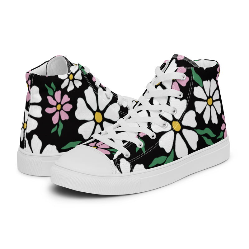 Black Daisy High Top #4 - Canvas High Top Sneakers | HA!LO