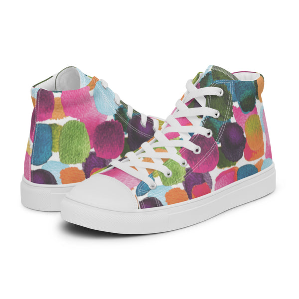 HA!LO Watercolor Dot #11 Women’s Canvas High Top Sneakers
