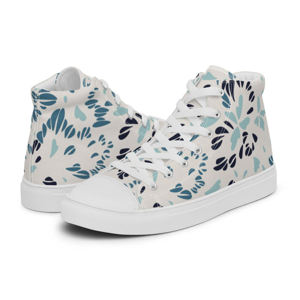HA!LO Blue Botanical #275 — Women's Canvas High Top
