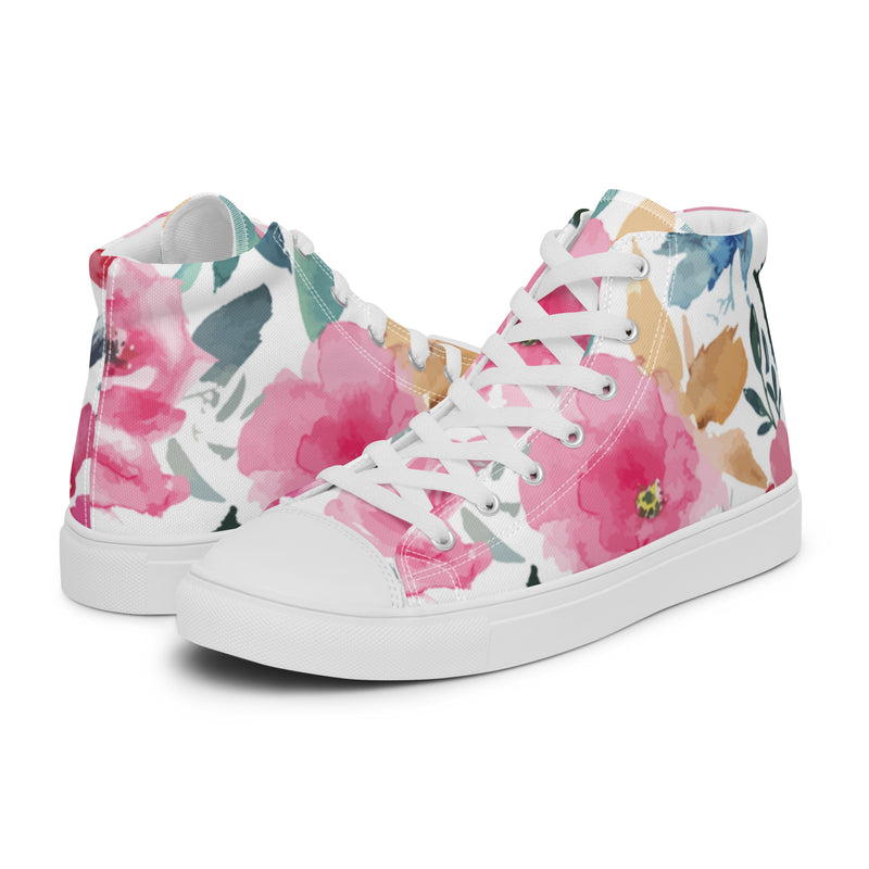 Watercolor Rose High Top #25 - Canvas High Top Sneakers | HA!LO