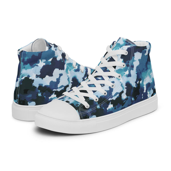 HA!LO Blue Ink Splash #26 Women’s Canvas High Top Sneakers