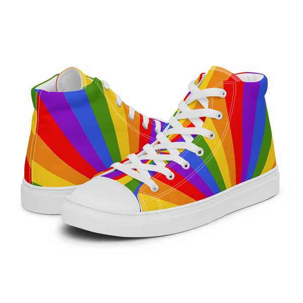 HA!LO Rainbow Stripe #42 Women’s Canvas High Top Sneakers