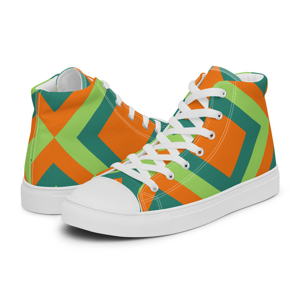HA!LO Orange Geometric #44 Women’s Canvas High Top Sneakers