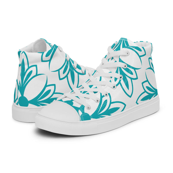 HA!LO Teal Leaf Art #47 Women’s Canvas High Top Sneakers