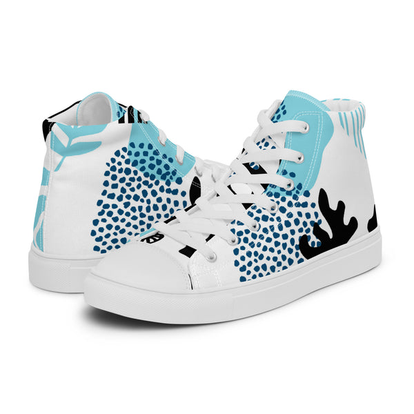 HA!LO Blue Dot Abstract #57 Women’s Canvas High Top Sneakers