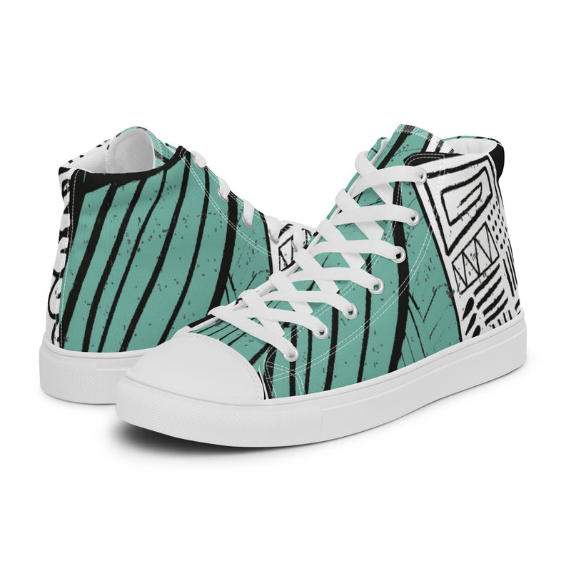 Green Stripe Art High Top #58 - Canvas High Top Sneakers | HA!LO