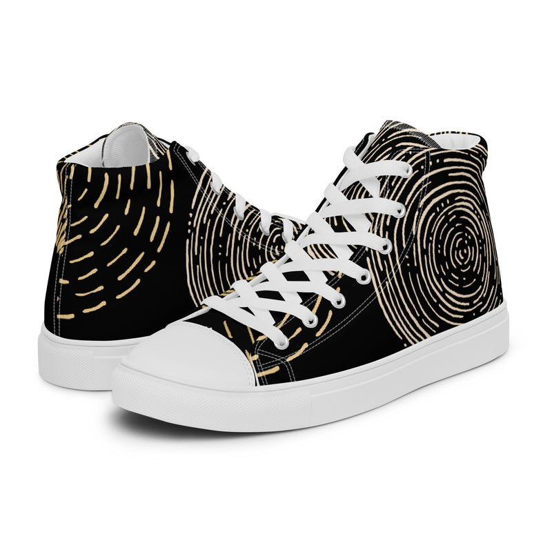 Black Gold Spiral High Top #62 - Canvas High Top Sneakers | HA!LO