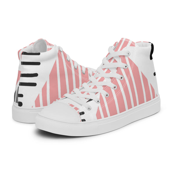 HA!LO Pink Stripe Dot #63 Women’s Canvas High Top Sneakers