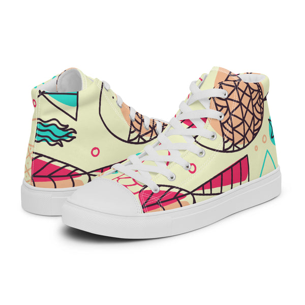 HA!LO Retro Doodle #66 Women’s Canvas High Top Sneakers