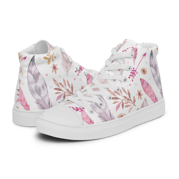 HA!LO Pink Botanical #68 Women’s Canvas High Top Sneakers