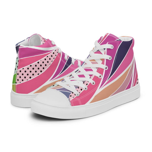 HA!LO Pink Pop Art #72 Women’s Canvas High Top Sneakers