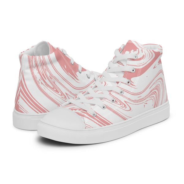 HA!LO Pink Marble #76 Women’s Canvas High Top Sneakers