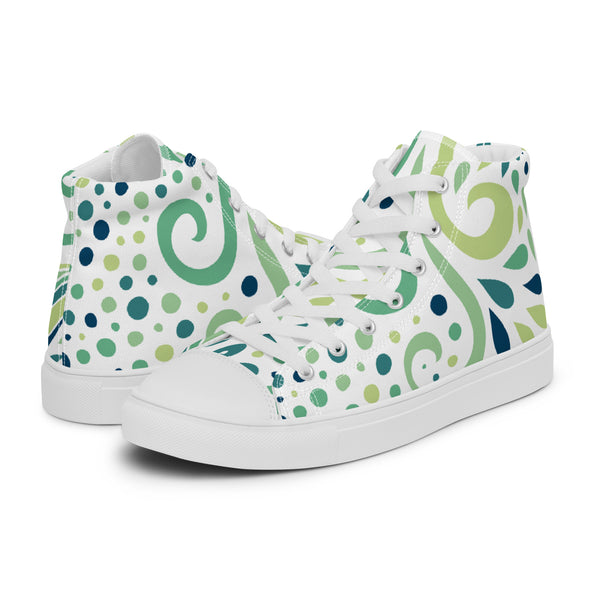 HA!LO Green Swirl #77 Women’s Canvas High Top Sneakers