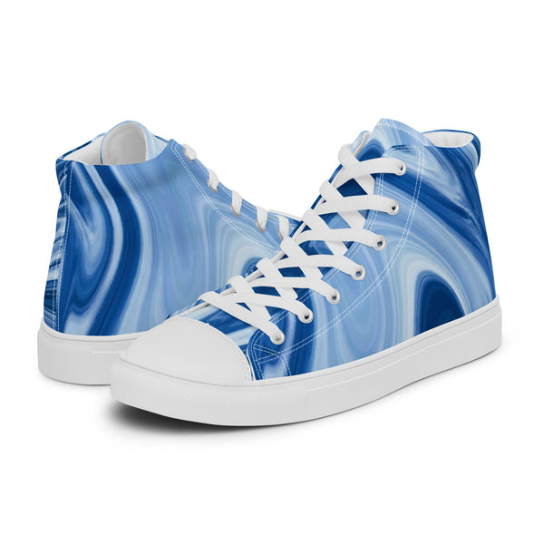 HA!LO Blue Marble #79 Women’s Canvas High Top Sneakers