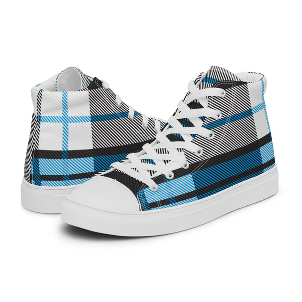 HA!LO Blue Tartan #84 Women’s Canvas High Top Sneakers