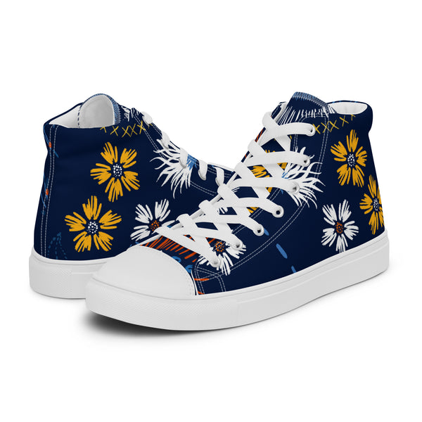 HA!LO Navy Daisy #86 Women’s Canvas High Top Sneakers