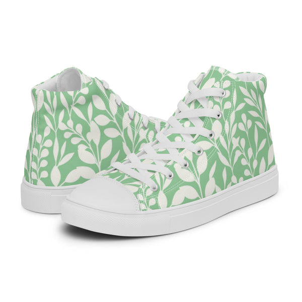 HA!LO Green Botanical #278 — Women's Canvas High Top